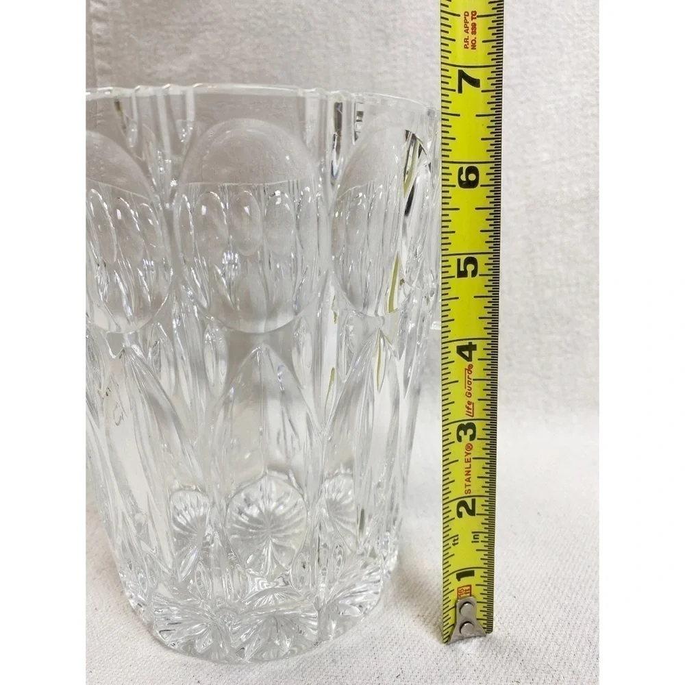 Vintage Glass Crystal ice bucket MCM Geometric ovals